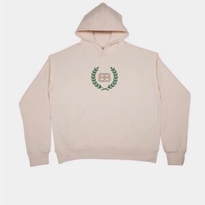 Blink Brand Cotton Cream Hoodie with Green Emblem - L